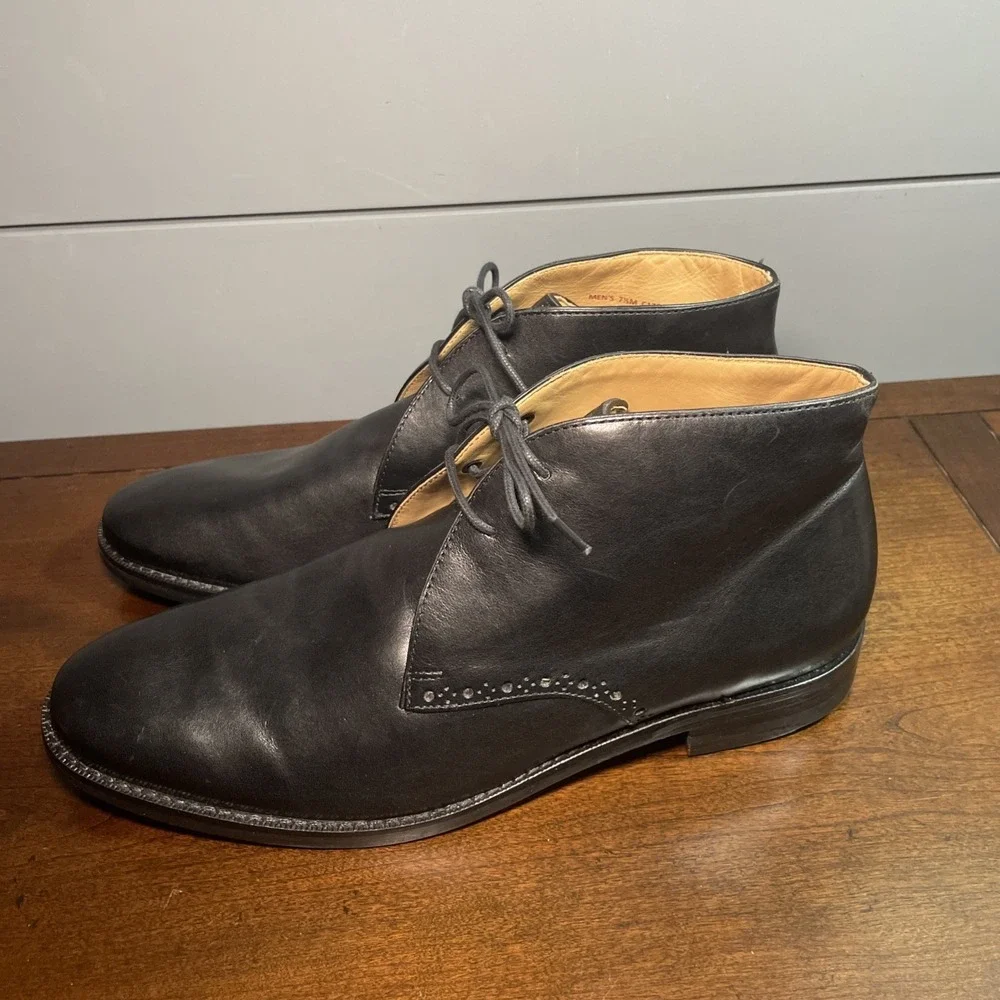Cole Haan Graydon Chukka Boots Men 7.5  M Black Leather Lace Up 9.5 women NWOB